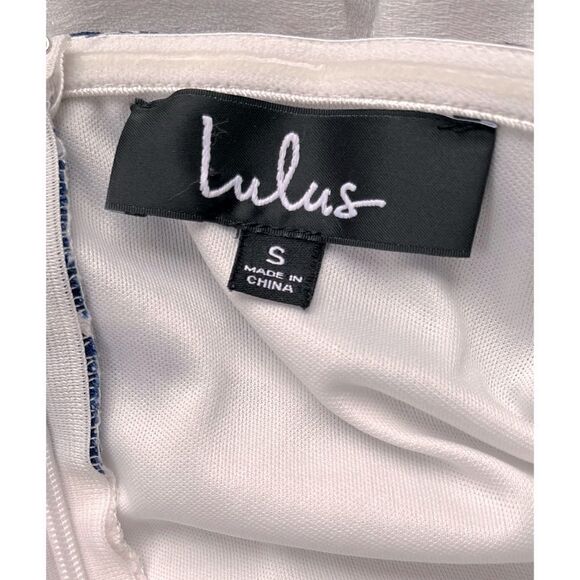 Lulus Delphi Blue and White Striped Tie-Front Strapless Romper, Size Small - Picture 14 of 16